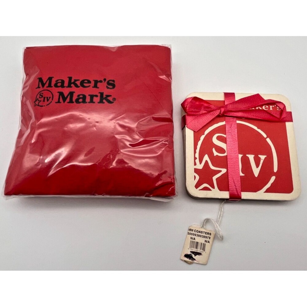Makers Mark Bourbon Paper Coaster Gift Set of 10 Red Logo NEW